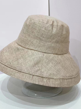 高品质夏天防紫外线亚麻透气薄款防晒遮阳帽子大檐太阳帽渔夫帽女