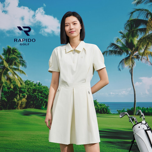 GOLF优雅海军风运动弹性连衣裙