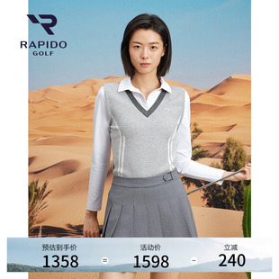 RAPIDO雳霹道2025年秋冬女士高尔夫GOLF假两件拼接POLO衫