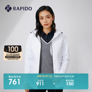 RAPIDO雳霹道冬季 新品 女子休闲棉服拉链连帽外套绗缝夹克