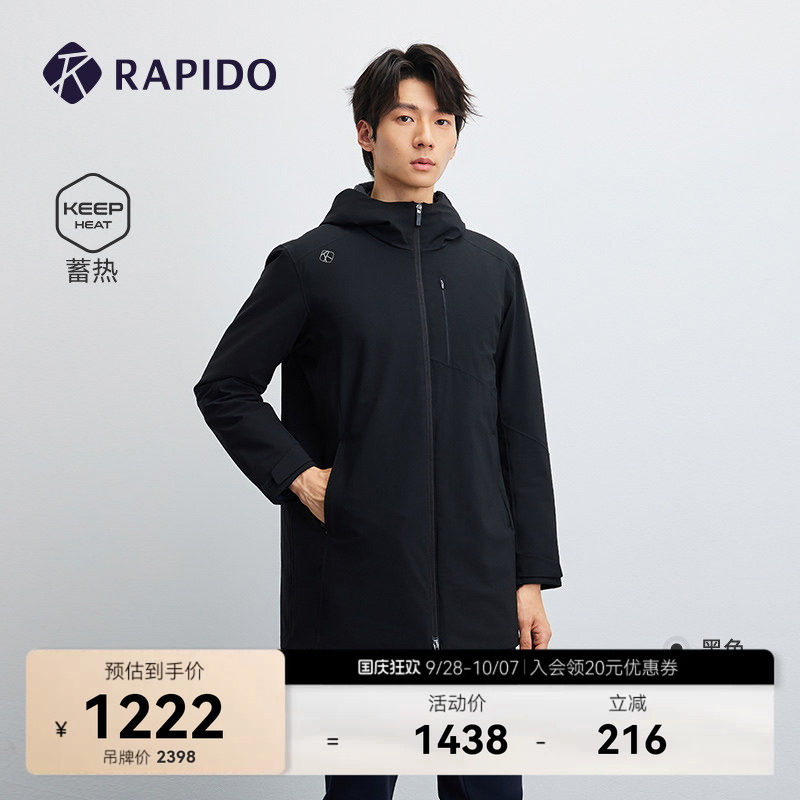 男士运动休闲基础款中长款棉服图片