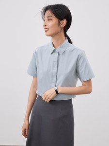 宿·色短袖衬衫女全棉商务上衣新款职业通勤公务员面试穿搭衬衣