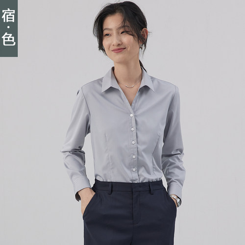 长袖工装白色职场通勤风衬衣