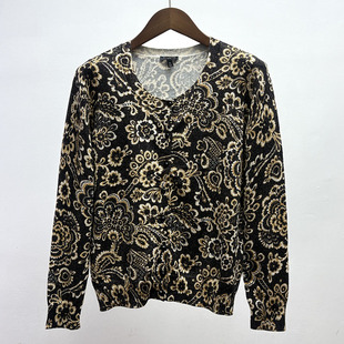 高品质尾货棉混纺春秋薄款女装花色简约休闲风外搭小开衫圆领上衣