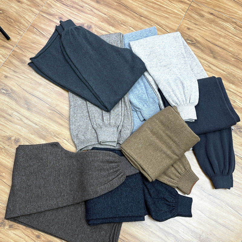 羊毛山羊绒秋冬款女式软糯松紧腰显瘦宽松阔腿裤休闲直筒裤长裤