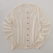 外贸原单专柜出口高品质美丽诺羊毛春秋女装 圆领纯色毛衣外搭开衫