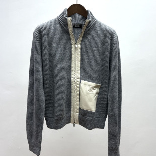 90羊毛10山羊绒秋冬款 外套厚 双拉链半高领保暖休闲风毛衣外搭开衫