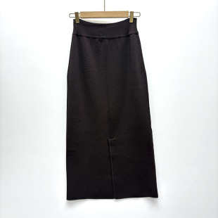 曲珠高端专柜订单款 高级感简约休闲风百搭中长裙后开叉半身裙 女式