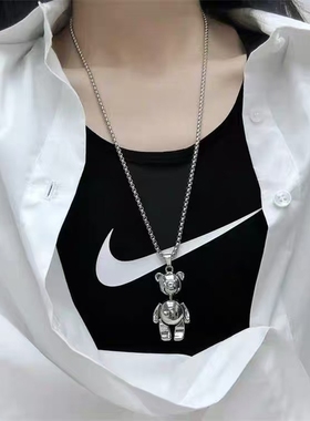 可爱卡通小熊项链四肢可动个性嘻哈潮品长款卫衣链复古男女同款