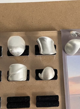 厚银电镀拉丝个性欧美跨境小众夸张戒指简约时尚异性设计感指环
