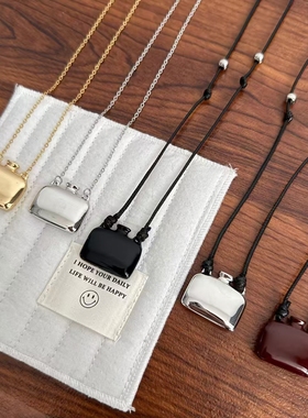 网红潮流香水瓶金属长款项链简约轻奢小众设计黑绳气质个性毛衣链