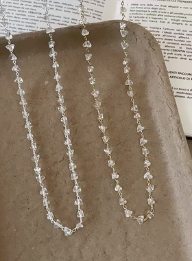 波光粼粼几何爱心水晶串珠项链时尚轻奢高级简约百搭颈链锁骨链