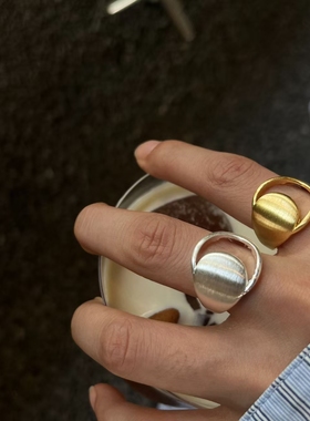 欧美ins风金属拉丝雾面高级感指环戒法式复古不规则开口叠戴戒指