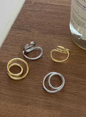 冷淡风简约百搭多层条纹戒指女时尚气质高级感潮流设计指环配饰