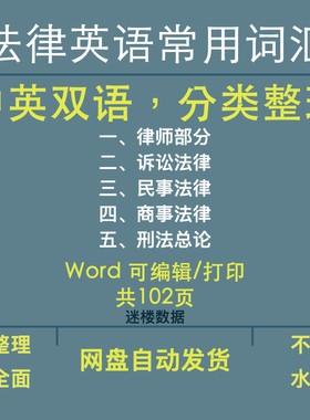 法律英语翻译常用词汇整理word文档整理详细律师单词