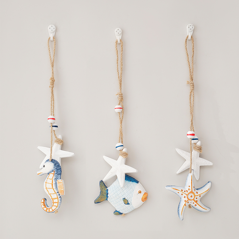 海洋风墙面装饰木质海星鱼挂件