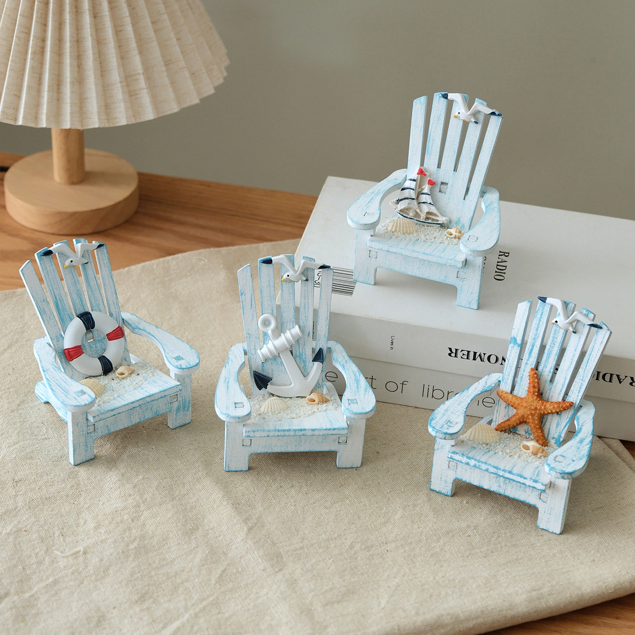 地中海木质迷您沙滩椅桌面摆件