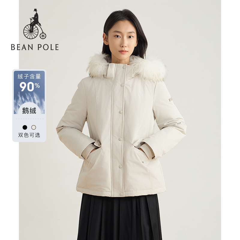 滨波女士90%鹅绒羽绒服毛领圣诞