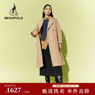 气质棉服外套 时尚 BEANPOLE滨波 女士优雅风简约英伦风风衣型长款