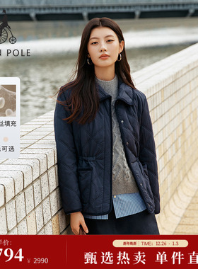 【新品】含桑蚕丝填充BEANPOLE滨波秋冬女可爱减龄菱形格绗缝棉服