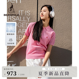 2025春夏女士纯色休闲舒爽不闷简约POLO衫 新品 BEANPOLE滨波