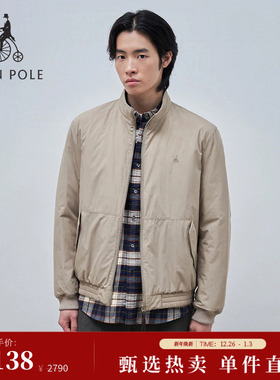 BEANPOLE滨波  男士日常通勤风基础米色商务休闲简约立领棉服外套