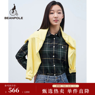 格纹衬衫 BEANPOLE滨波 女士休闲通勤简约风ESS系列藏青色Herit