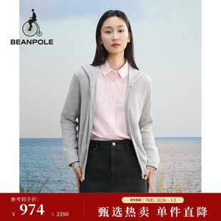 女士休闲舒适连帽设计拉链开衫 BEANPOLE滨波 外套 100%绵羊毛