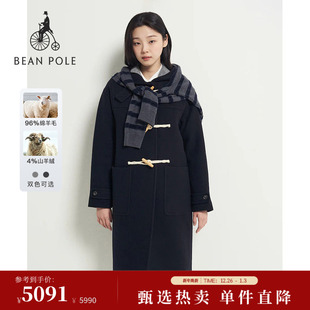 含山羊绒 BEANPOLE滨波秋冬女士优雅风H型牛角扣毛呢大衣 新品