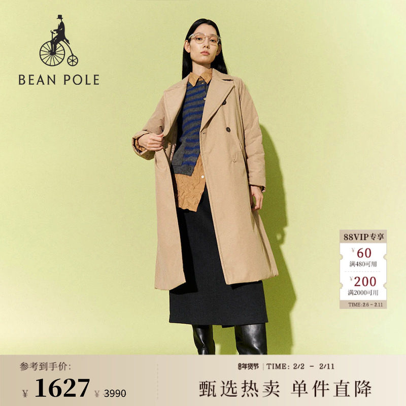 BEANPOLE滨波  女士优雅风简约英伦风风衣型长款时尚气质棉