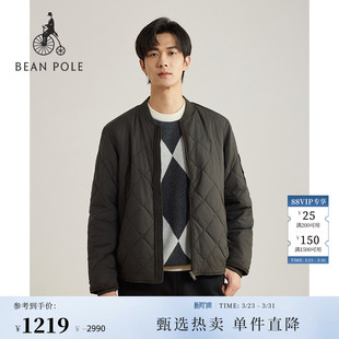 BEANPOLE滨波男士 菱格绗缝棉服 商务风优雅休闲简约黑色通勤基础款