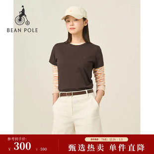 女士休闲舒适日常圆领短袖 2025夏季 BEANPOLE滨波 纯色T恤 新品