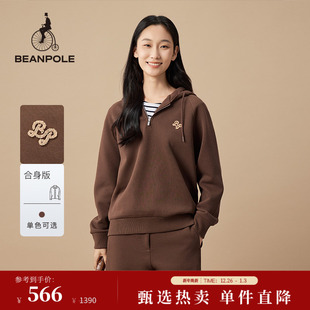 BEANPOLE滨波 卫衣 女士美拉德休闲宽松居家简约风连帽半拉链长袖