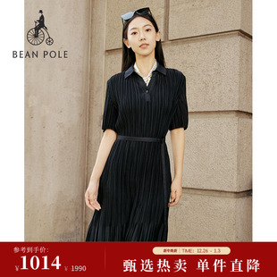 2025夏季 BEANPOLE滨波 女士简约通勤素色优雅褶皱连衣裙 新品