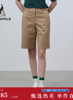 BEANPOLE滨波 女士日常通勤上班户外随性时尚斜纹4分简约休闲短裤