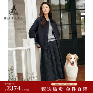 BEANPOLE滨波秋冬女士学院复古老钱风休闲狩猎型拼接棉服 新品