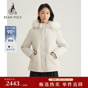 90%鹅绒BEANPOLE滨波 优雅日常羽绒服外套 女士可拆卸毛领圣诞时尚
