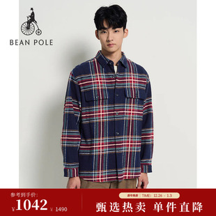 通勤长袖 BEANPOLE滨波2025年秋冬男撞色格纹设计时尚 衬衫 新品