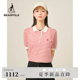 polo领针织衫 新品 BEANPOLE滨波 2025春夏女士航海系条纹短袖