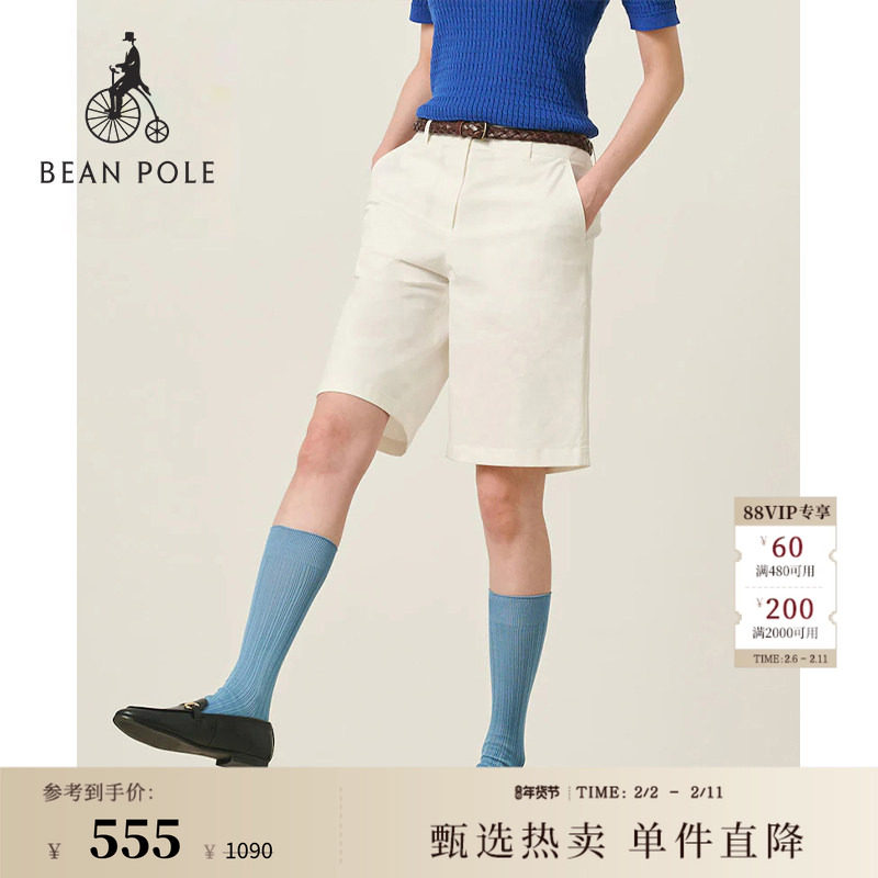 【新品】BEANPOLE滨波夏季女士五分裤斜纹多色简约基础款休闲