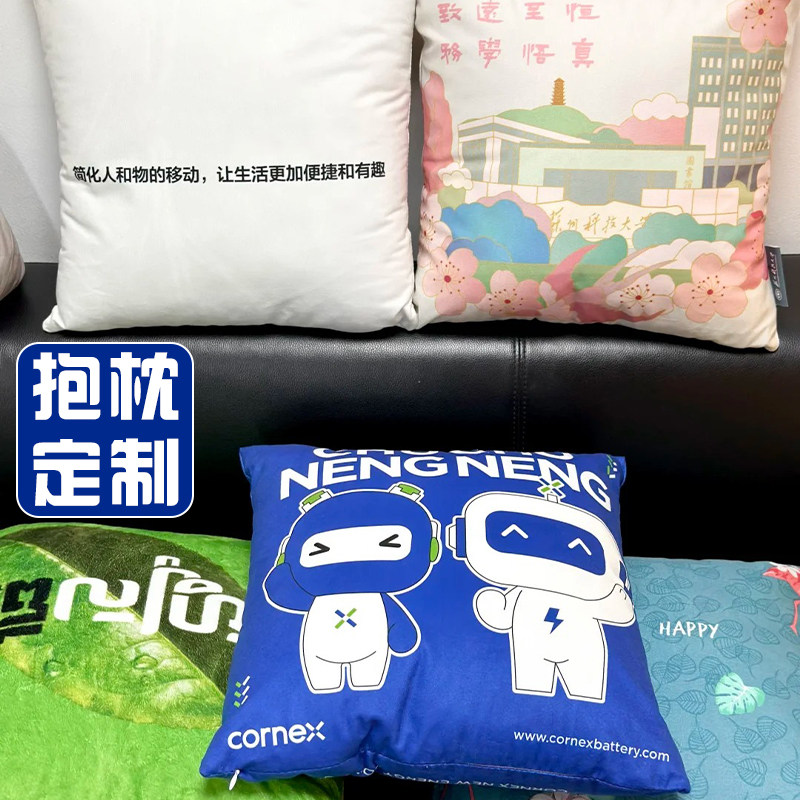 抱枕定制学校迎新伴手礼靠枕设计高校文创logo宣传枕头来图印刷图片