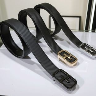 新品大G扣皮带男士编织纹真皮腰带潮流休闲年轻人黑色商务G字头潮
