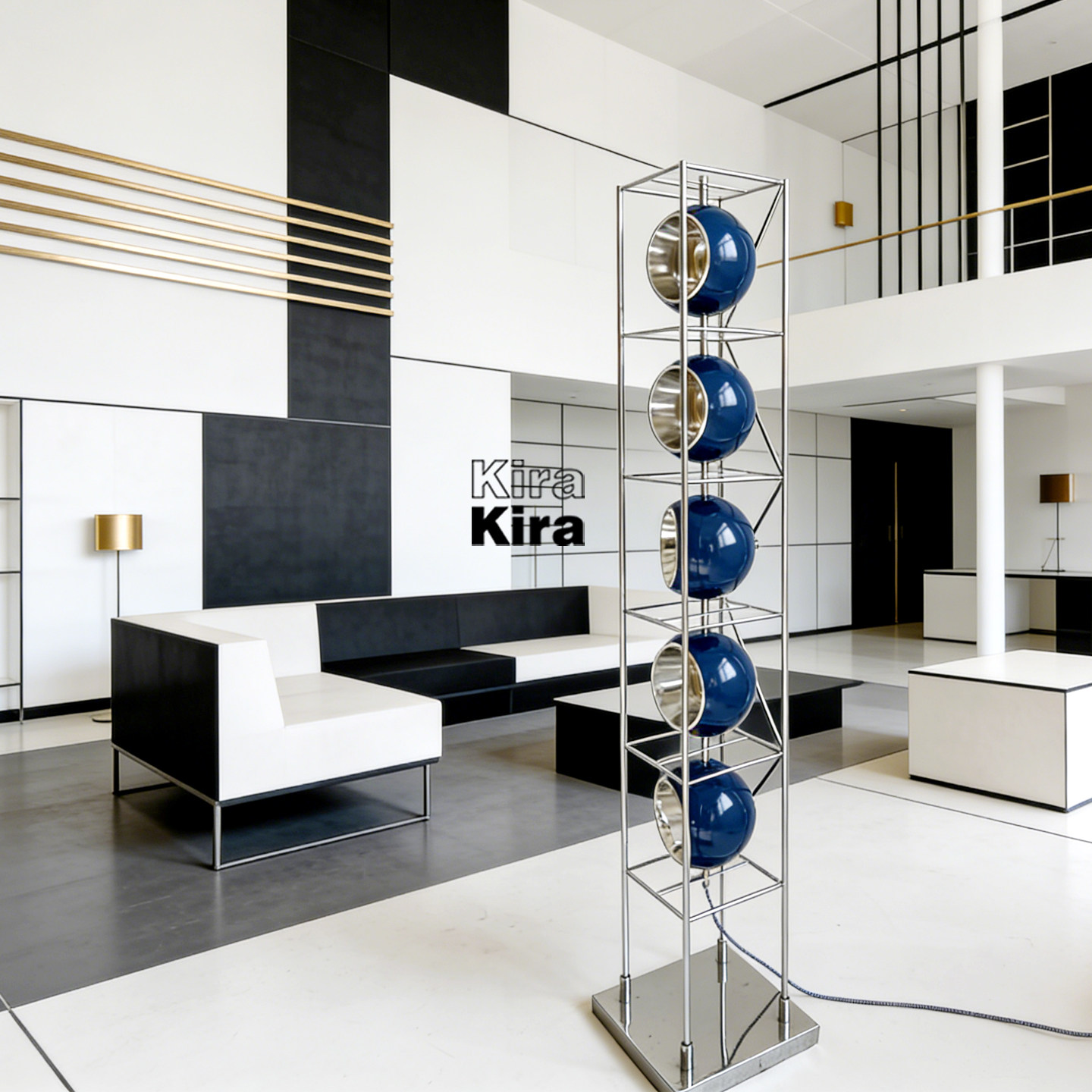 新款现代简约金属落地灯客厅卧室蓝色装饰灯高级感直播网红款