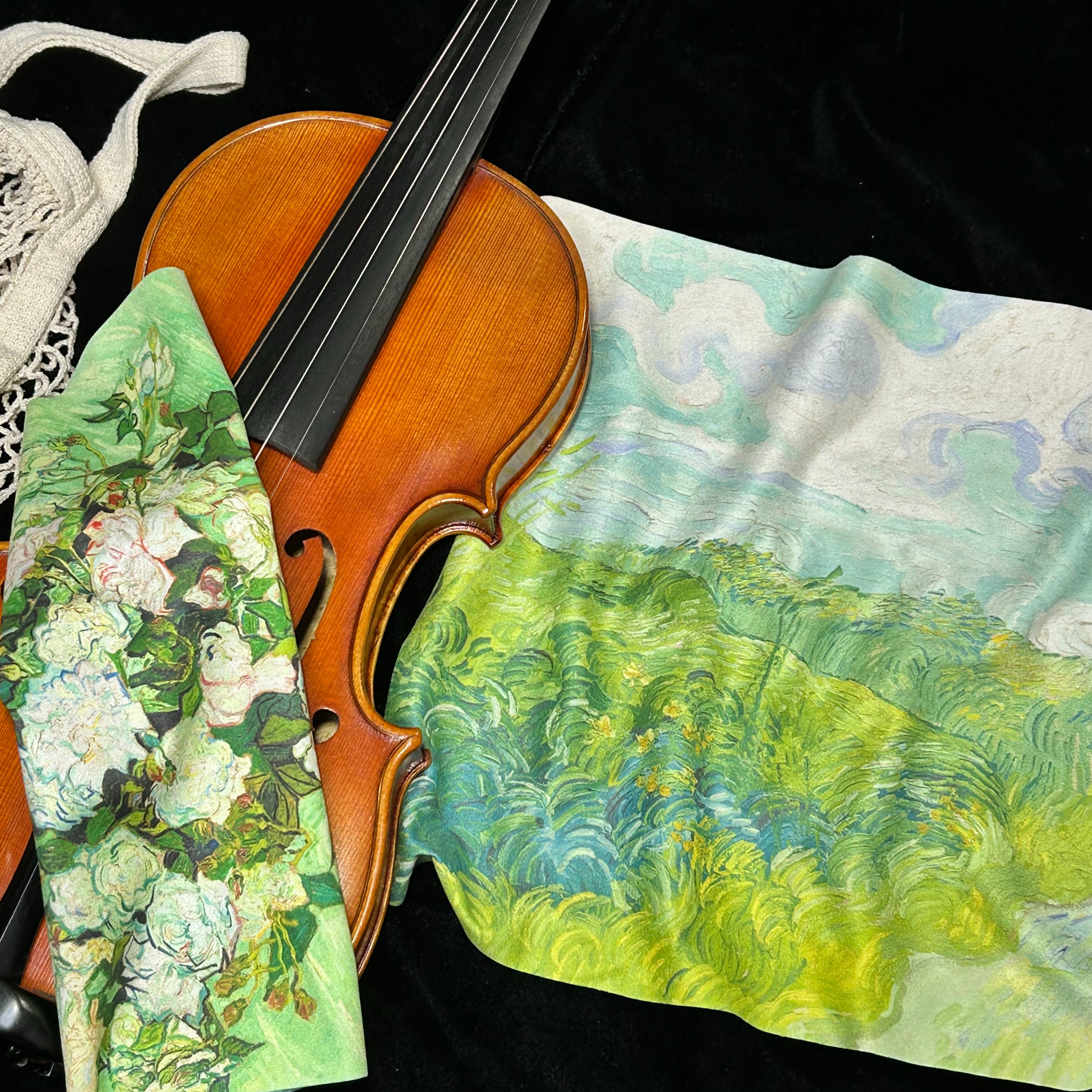 Encore原创擦琴布·梵高名作《玫瑰》钢琴小提琴腮托布音乐器保养