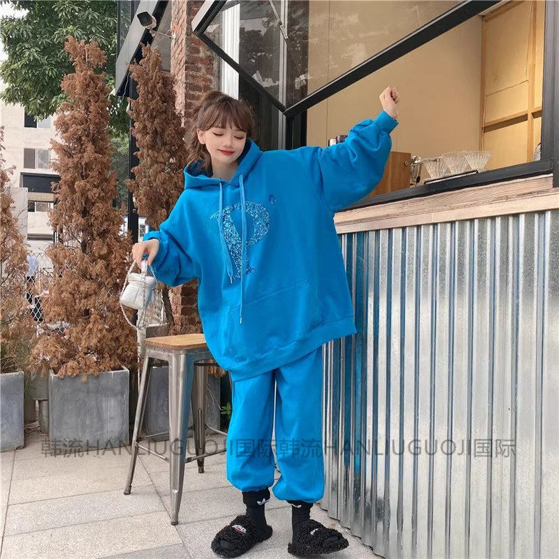 JL SUNFLOWER加绒卫衣套装女冬季新款休闲宽松保暖连帽外套潮,女装/女士精品,时尚套装,淘宝优惠券,粉丝福利购,淘宝优惠卷