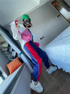 宽松百搭高腰休闲运动长裤 欧洲站新款 韩版 女秋季 子潮 松紧腰哈伦裤