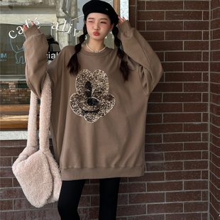 卫衣女oversize慵懒风上衣 卡通刺绣宽松大版 SUNFLOWER秋冬新款