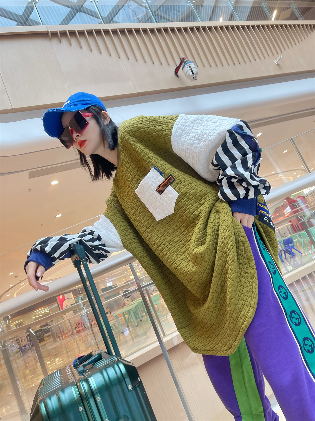 条纹长袖卫衣女春秋款宽松外套潮