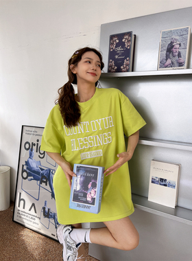 JL SUNFLOWER大码宽松纯棉黑色圆领t恤女春季显瘦刺绣短袖上衣ins