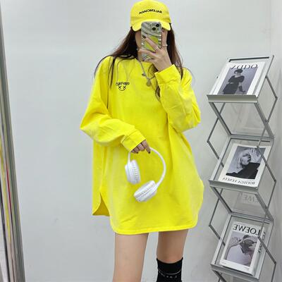 显瘦厚纯棉女慵懒风长袖打底T恤